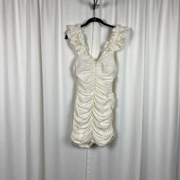 Zara Blogger Favorite Off White Ruched Front Mini Dress Sz.S NWT - Picture 11 of 16